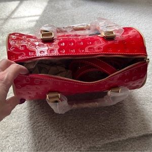 Red Leather Arcadia Speedy Satchel